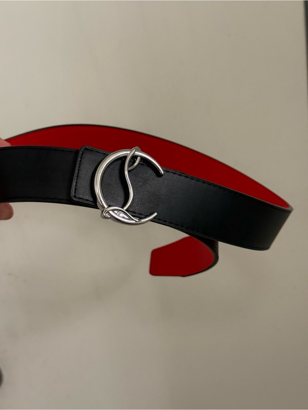 Men & women Red and black Fashion Belt with Polished Buckle